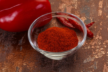 Paprika powder in the bowl