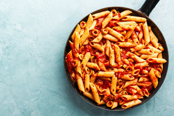 Classic penne pasta with tomato sauce