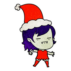 textured cartoon of a undead vampire girl wearing santa hat