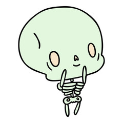 cartoon kawaii cute dead skeleton