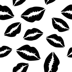 seamless pattern of black lips