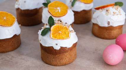 Easter, Easter cake with a complex composition, beautiful scenery, dried fruits