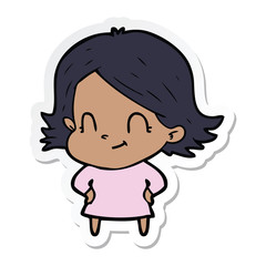 sticker of a cartoon friendly girl