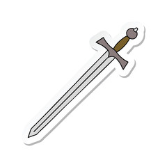 sticker of a quirky hand drawn cartoon sword