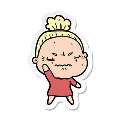 sticker of a cartoon annoyed old lady