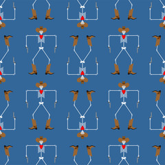 Cowboy skeleton pattern seamless. Wild West dead gunfighter ornament. Western death background