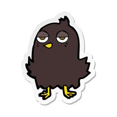 sticker of a cartoon bored bird