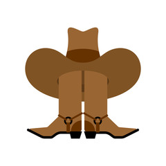 Cowboy hat and Boots isolated. western accessory. Wild west shoes