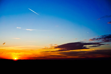 Vivid sunset,blue sky