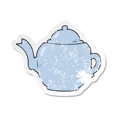 retro distressed sticker of a cartoon teapot
