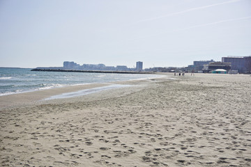 Black Sea Shore at spring, blue waters