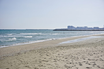 Black Sea Shore at spring, blue waters