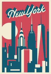 New York City skyline postcard
