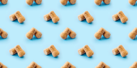 wine corks, seamless pattern with pastel blue background