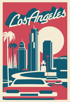 Los Angeles skyline postcard