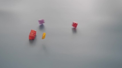 Toy block pieces on celestial background