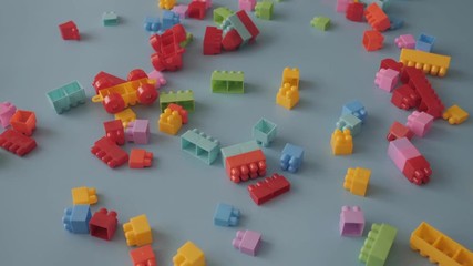 Toy block pieces on celestial background