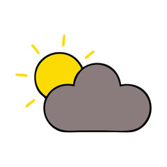 cute cartoon sun and storm cloud