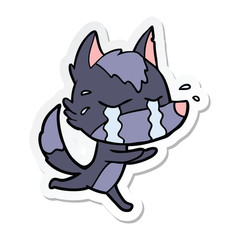 sticker of a cartoon crying wolf