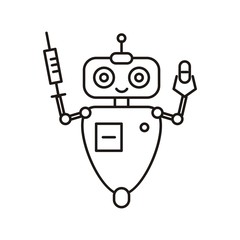 Robot doctor with a syringe and pill