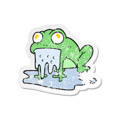 retro distressed sticker of a cartoon gross little frog