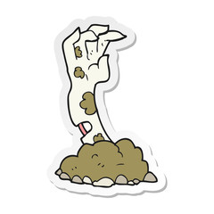 sticker of a cartoon zombie hand rising from ground