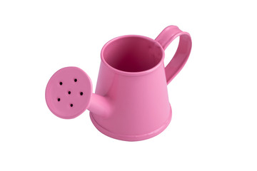 pink watering can isolated on a white background, accessories for the garden