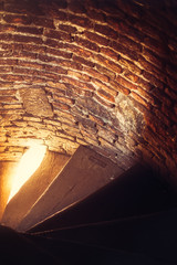 old wooden spiral staircase