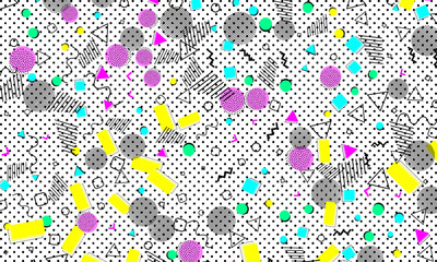 Pop art color background. Memphis pattern