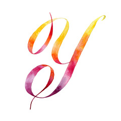 Letter Y. Watercolor drawing.