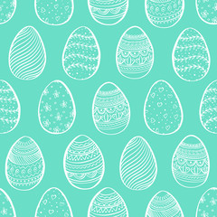 Seamless background for happy Easter. Decorative easter eggs with pattern. Vector.