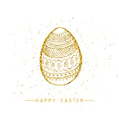 Happy Easter banner background template with beautiful golden egg. Vector.