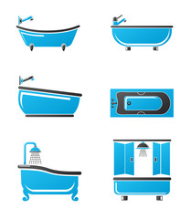Vector icons. Bathtub set with different shapes for the bathroom