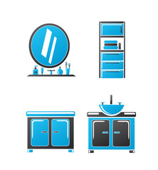 Vector icons for the interior of the bathroom
