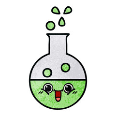 retro grunge texture cartoon test tube