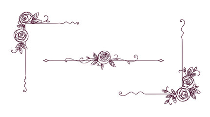 Floral elegant patterns black and white. Cover page design. Vintage elements for decor line art. Rose flower outline