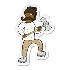 sticker of a cartoon man with axe
