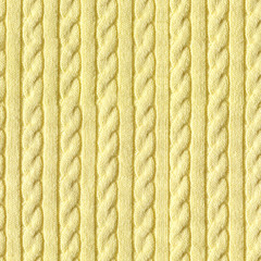 Knitted wool sweater handmade yellow with pigtail