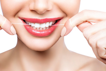 Beautiful woman smile. Dental health care clinic