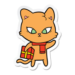 sticker of a cute cartoon cat