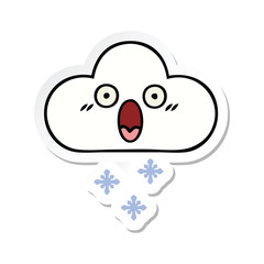 sticker of a cute cartoon snow cloud