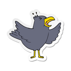 distressed sticker of a cartoon squawking bird