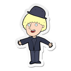sticker of a cartoon man in bowler hat