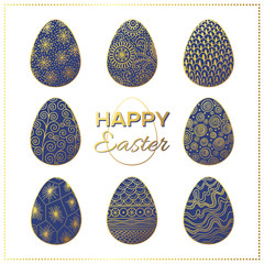 Set of decorative eggs. Happy Easter background