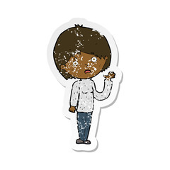 retro distressed sticker of a cartoon worried woman