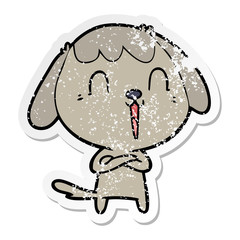 distressed sticker of a cute cartoon dog