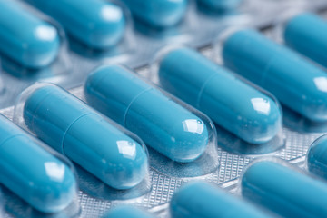 Capsules blister packaging close-up