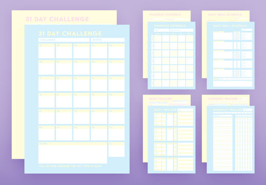 Pastel Blue and Yellow Health Tracker Layout