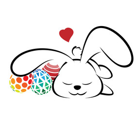 Illustrations of rabbit action logo on white background, Animals vector of isolated a cute rabbit icon