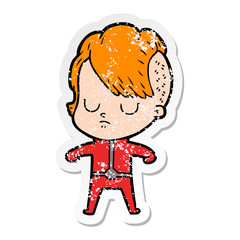 distressed sticker of a cartoon woman